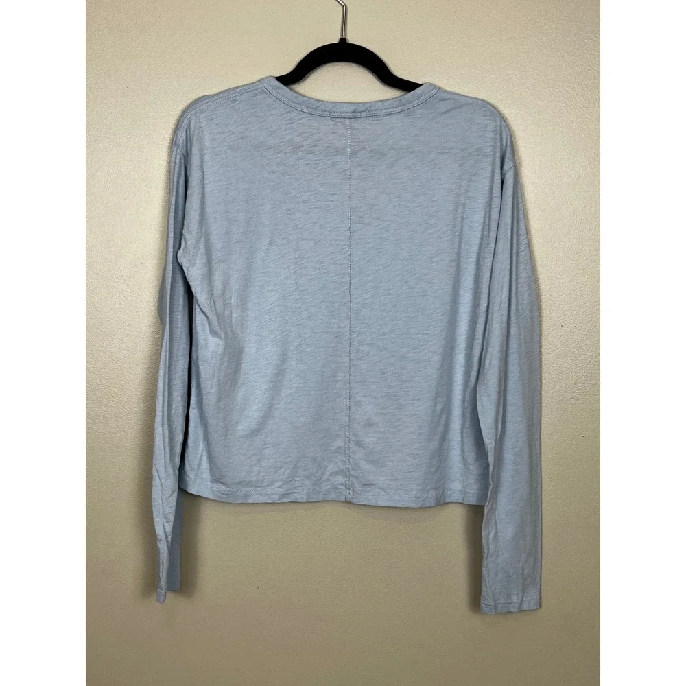 Rag & Bone New York Womens Blue Organic Pima Cotton Long Sleeve Tee Shirt Small - Picture 2 of 9